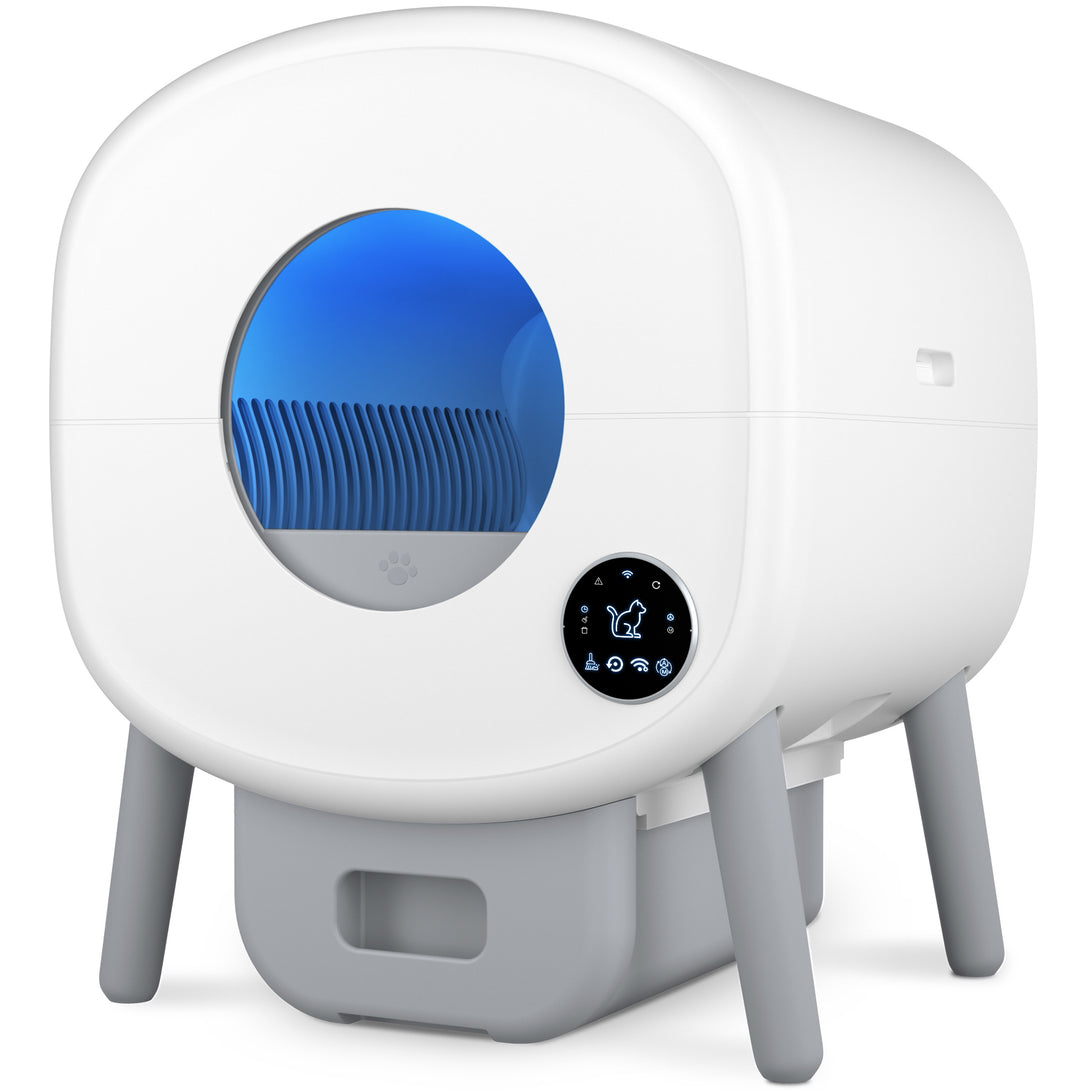 Cumrige Automatic Self Cleaning Cat Litter Box with 2 Roll Garbage Bags, White