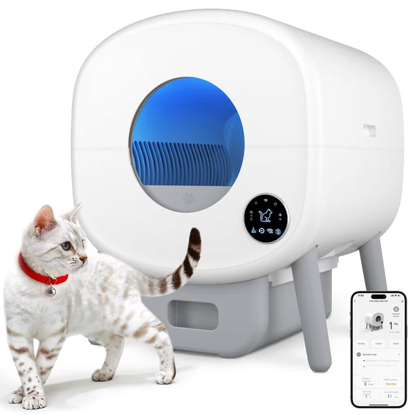 Cumrige M2 Extra-Large 95L Self-Cleaning Cat Litter Box with 15L Waste Bin & Infrared Safety