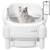 Paruuntys Self Cleaning Litter Box,Open Top Automatic Litter Box with App Control for Multiple Cats, Safety Sensors Protection, Odor Control Includes 2 roll Liners,Large Waste Bin, Cream White